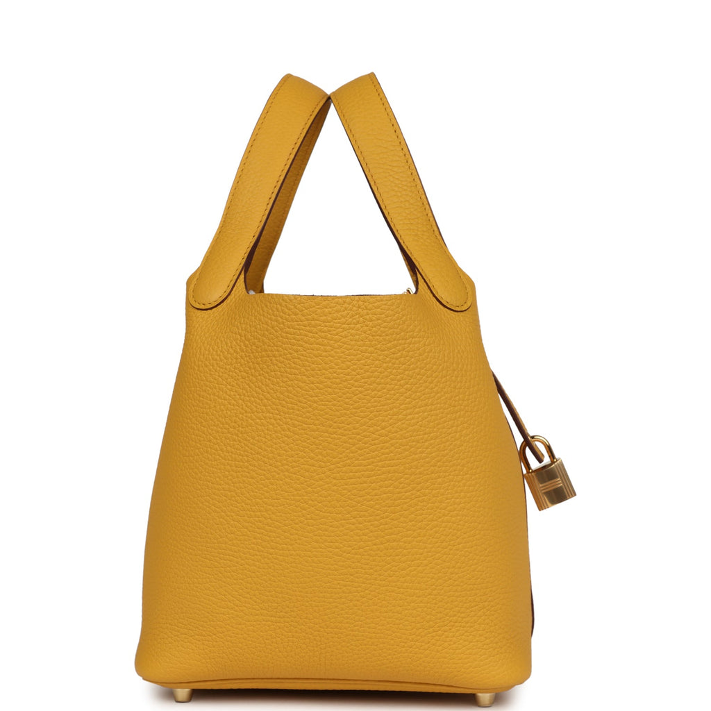 Hermes Picotin Lock 18 Jaune Ambre Clemence Gold Hardware Bag