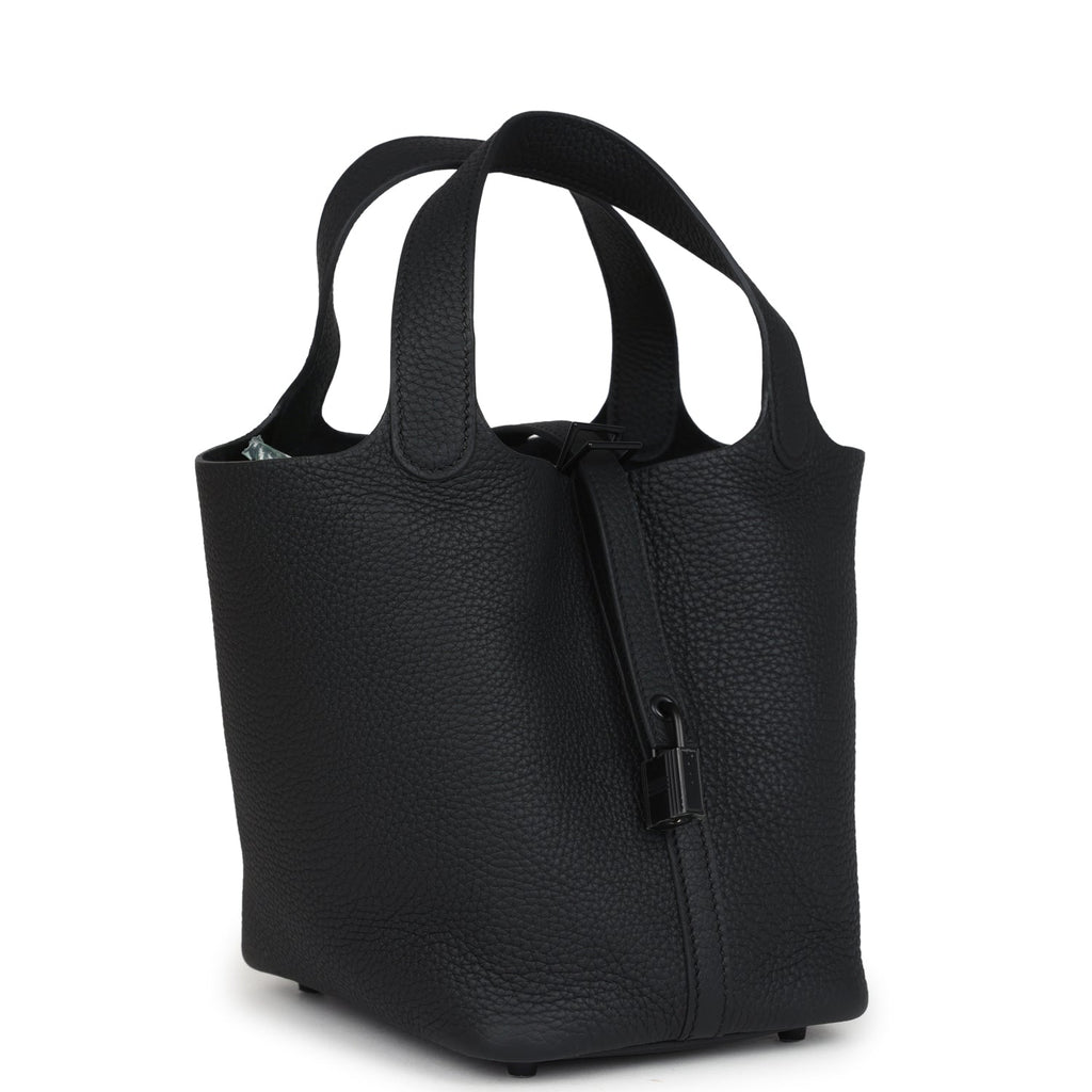 Hermes Picotin Lock 18 Monochrome Black Clemence Black Hardware Bag