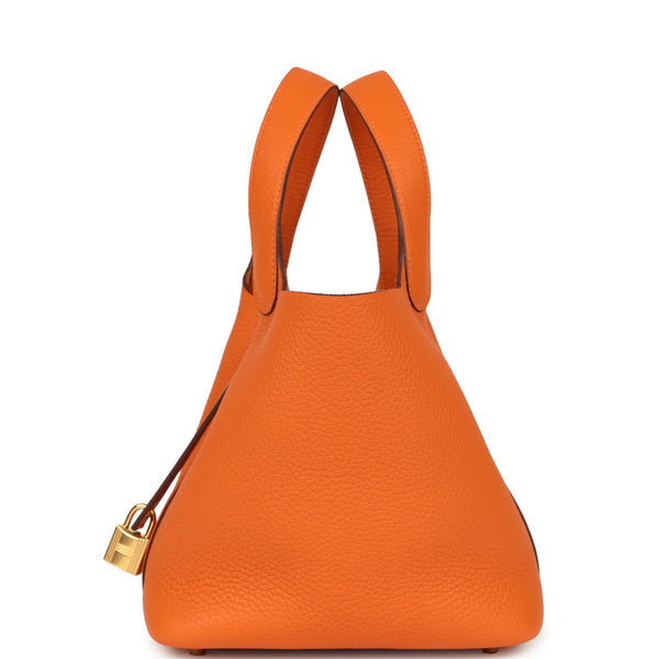 Hermes Picotin Lock 18 Orange Clemence Gold Hardware Bag
