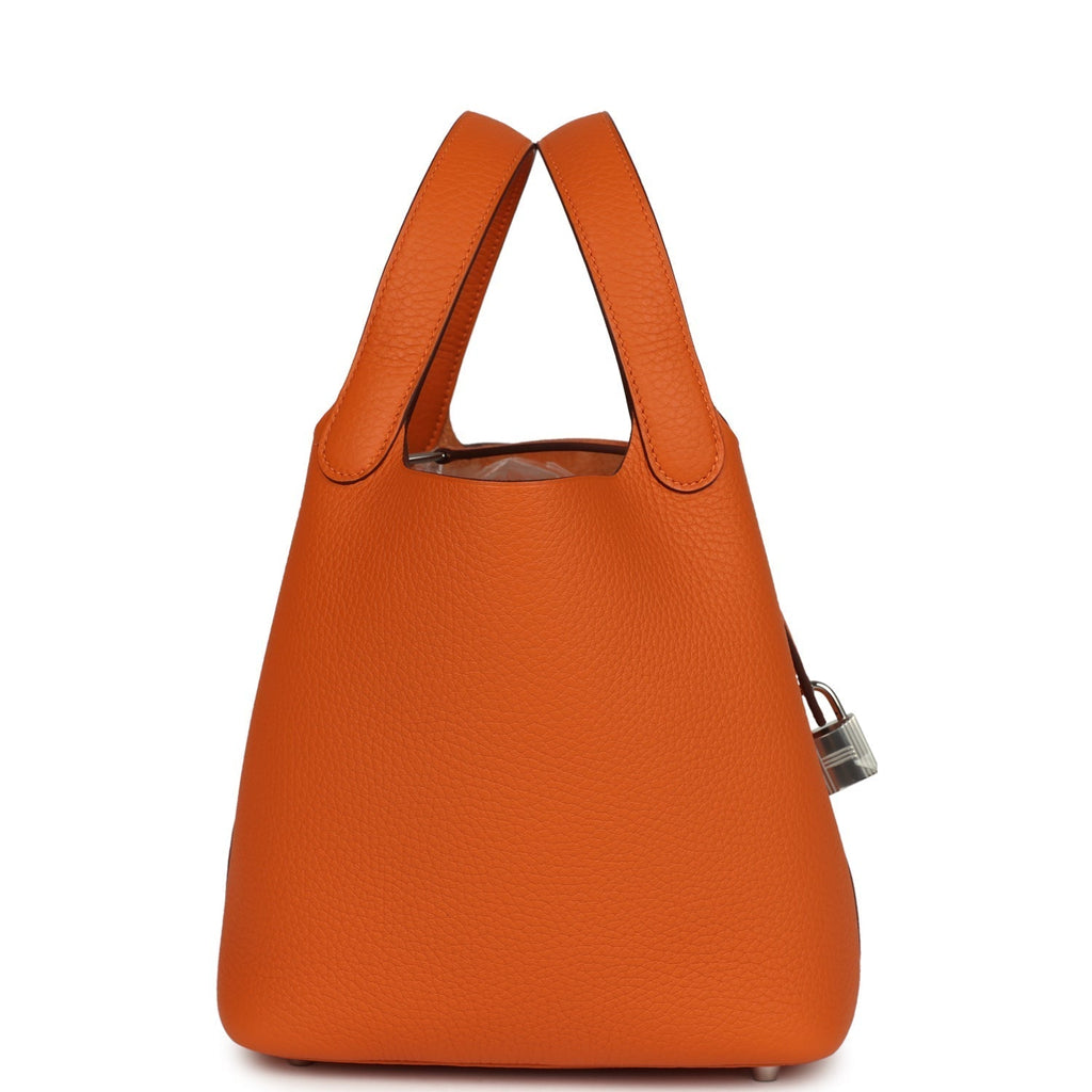 Hermes Picotin Lock 18 Orange Clemence Palladium Hardware Bag