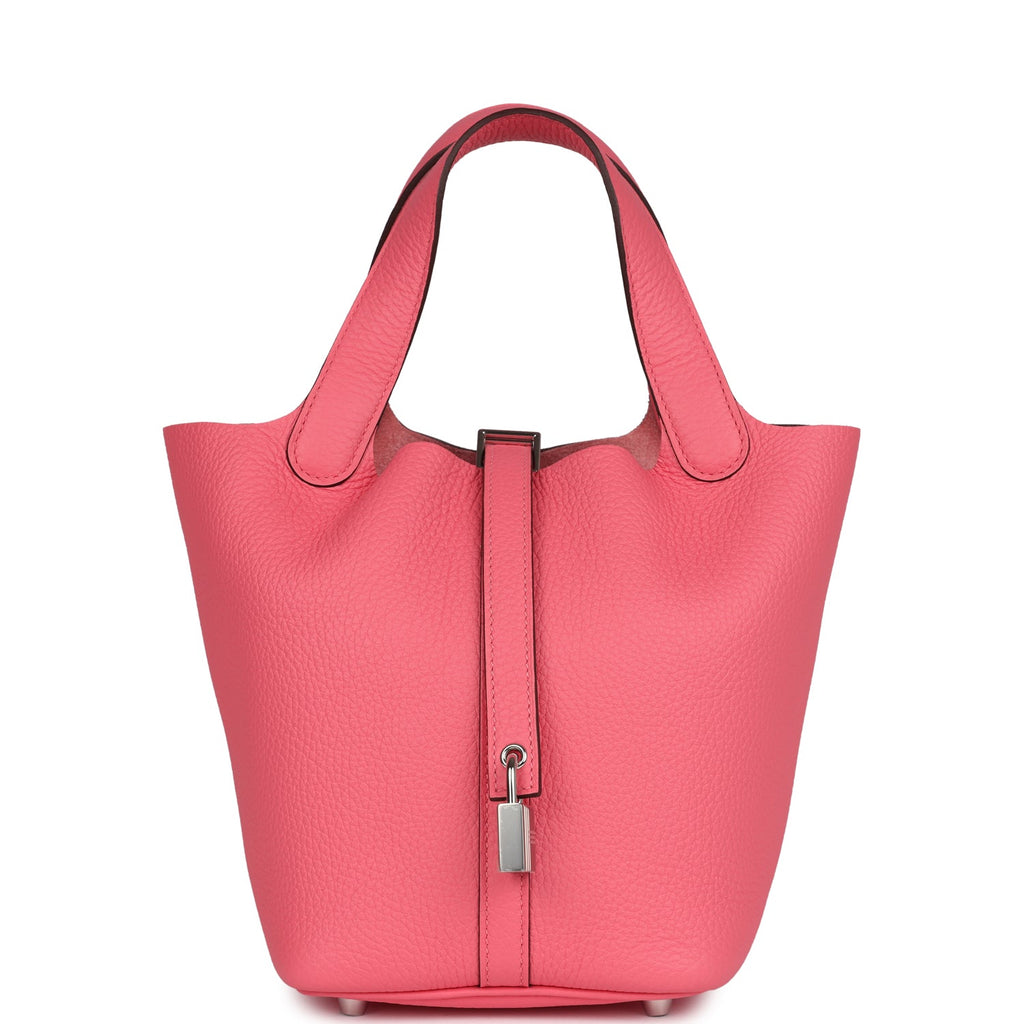 Hermes Picotin Lock 18 Rose Azalee Clemence Palladium Hardware Bag
