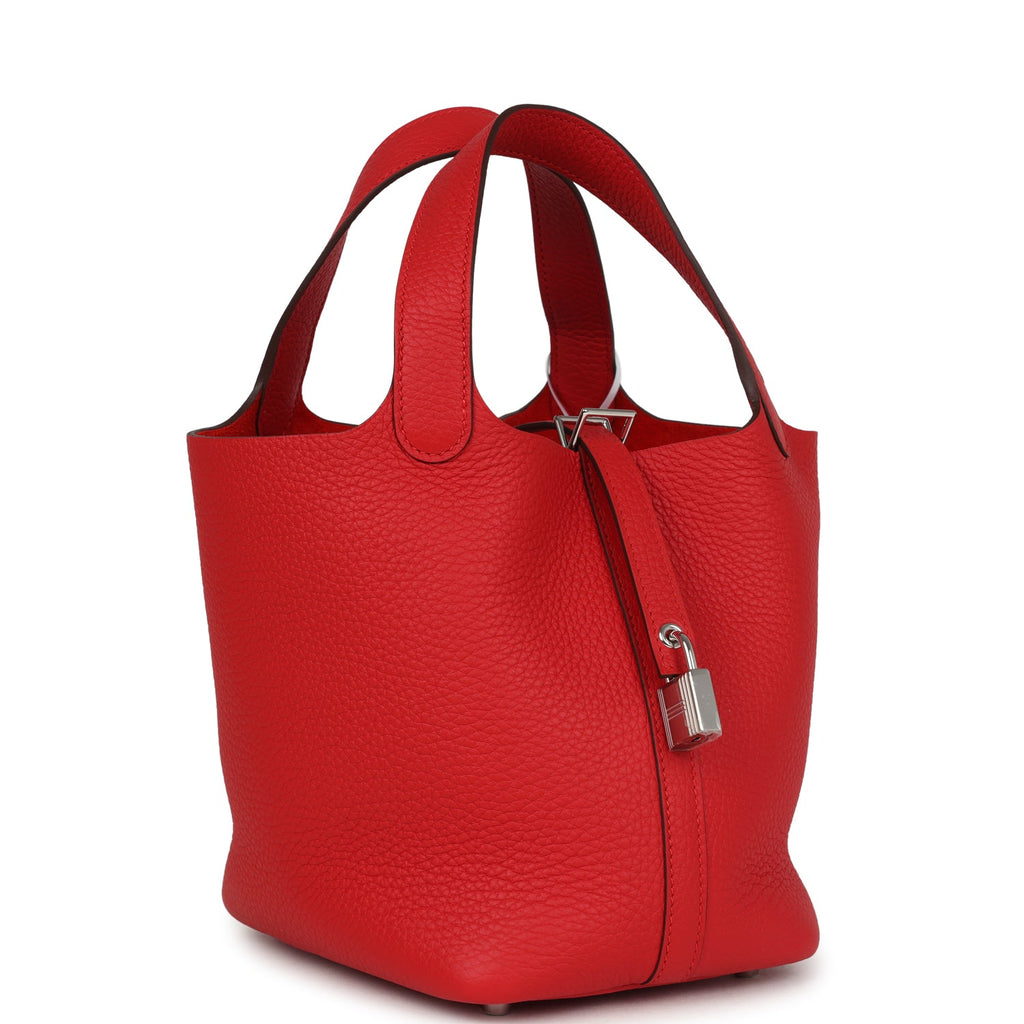 Hermes Picotin Lock 18 Rouge Radieux Clemence Palladium Hardware Bag