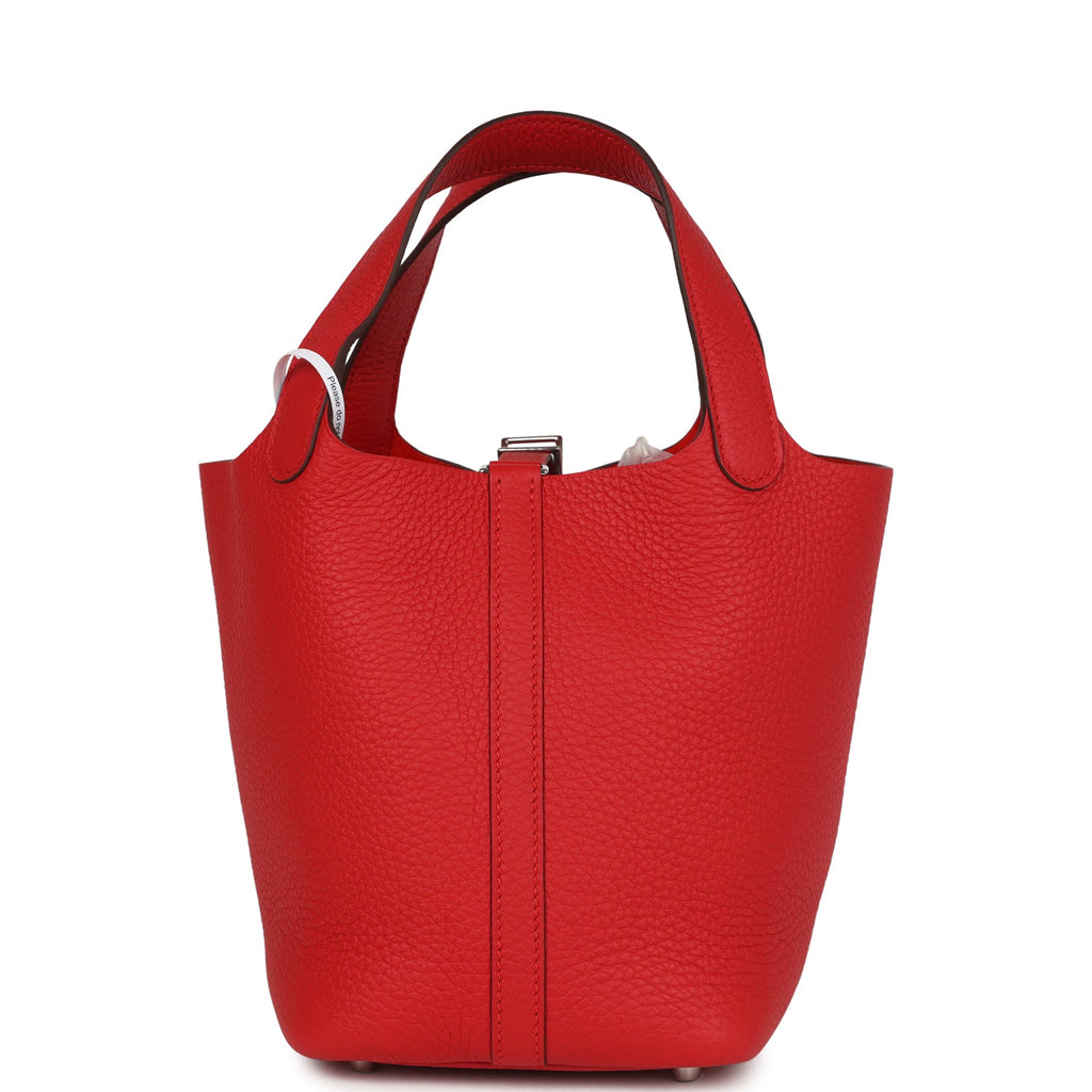 Hermes Picotin Lock 18 Rouge Radieux Clemence Palladium Hardware Bag