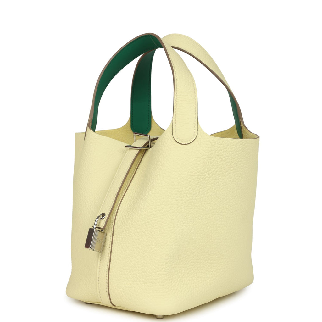 Hermes Picotin Lock Eclat 18 Jaune Milton Clemence and Vert Vertigo Swift Palladium Hardware Bag