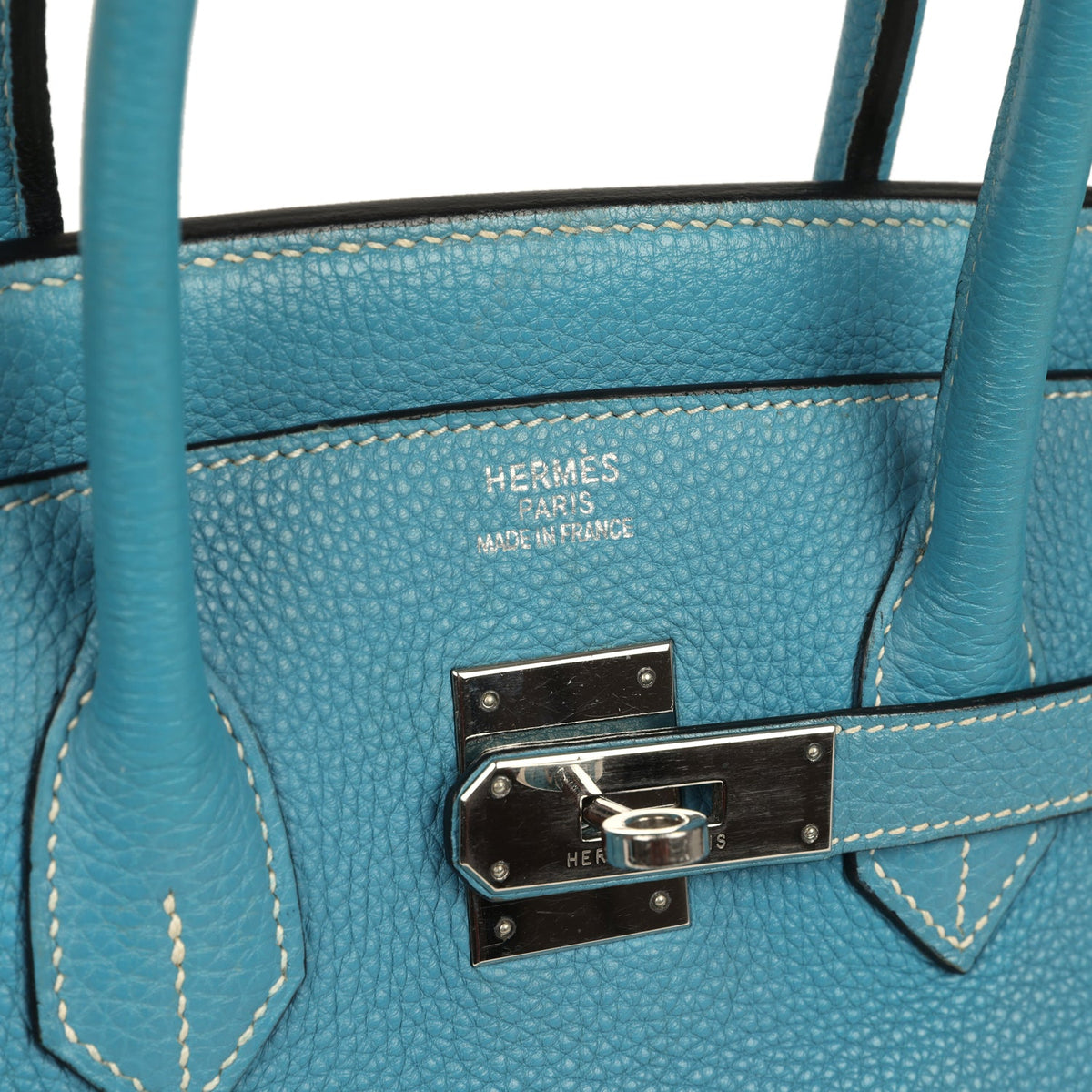 Vintage Hermes Birkin 35 Blue Jean Togo Palladium Hardware